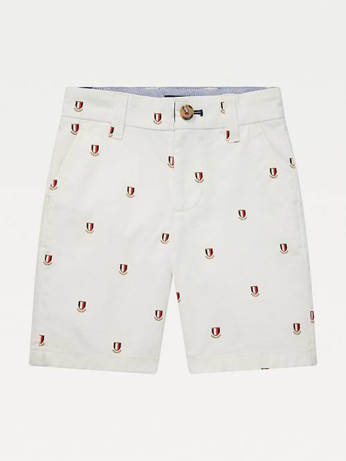 Tommy Hilfiger Adaptive Crest Print Shorts Broek Jongens Wit | TH453GET