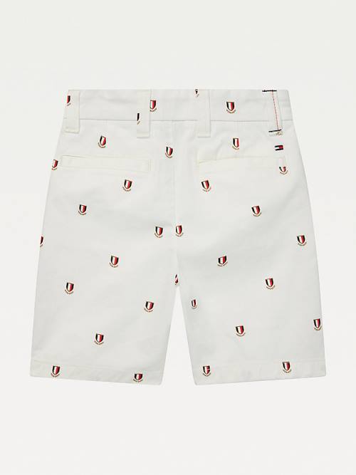 Tommy Hilfiger Adaptive Crest Print Shorts Broek Jongens Wit | TH453GET