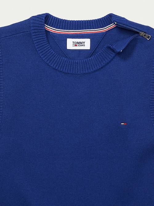 Tommy Hilfiger Adaptive Crop Mock Turtleneck Jumper Truien Dames Blauw | TH580UXS