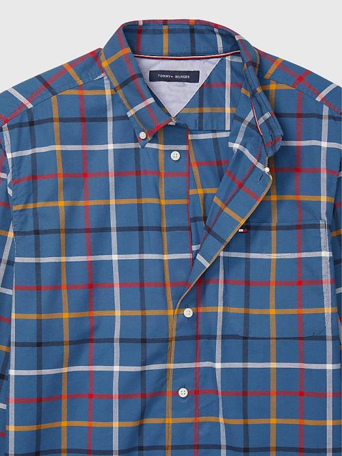 Tommy Hilfiger Adaptive Custom Fit Windowpane Check Overhemd Heren Blauw | TH564MTR