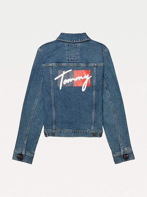 Tommy Hilfiger Adaptive Denim Trucker Jassen Dames Blauw | TH014VQP