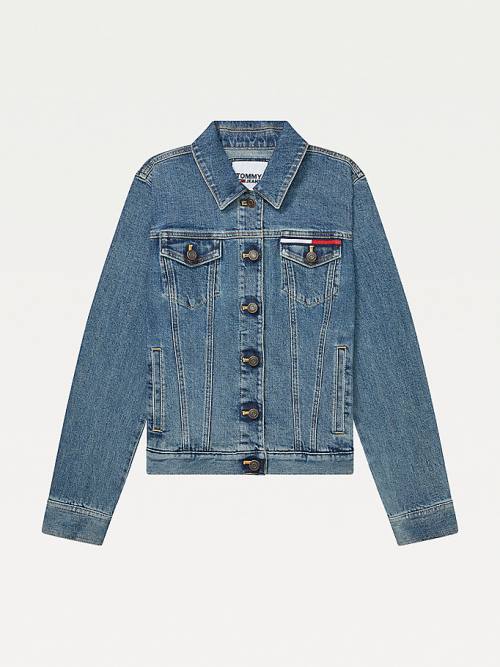 Tommy Hilfiger Adaptive Denim Trucker Jassen Dames Blauw | TH014VQP