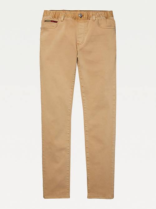 Tommy Hilfiger Adaptive Elasticated Slim Straight Jeans Heren Khaki | TH365RMQ