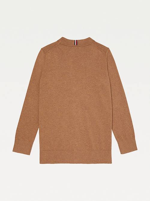 Tommy Hilfiger Adaptive Essential Katoenen Cardigan Truien Dames Bruin | TH024MKQ