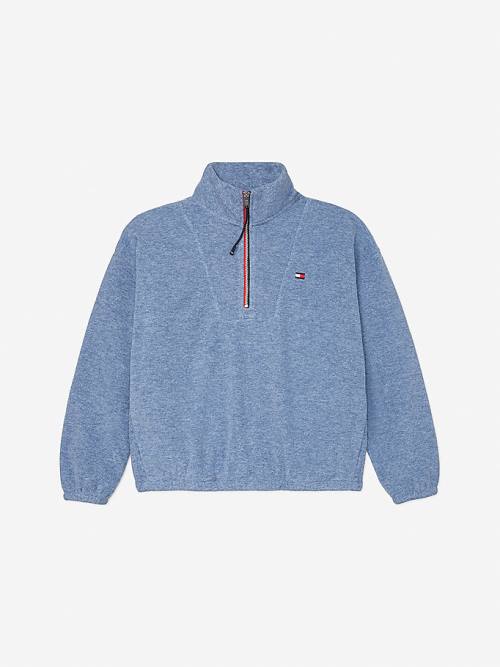 Tommy Hilfiger Adaptive Half Zip Popover Sweatshirts Dames Blauw | TH782SLQ