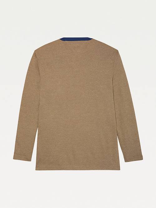 Tommy Hilfiger Adaptive Henley Neck Jumper Truien Heren Beige | TH032XTE