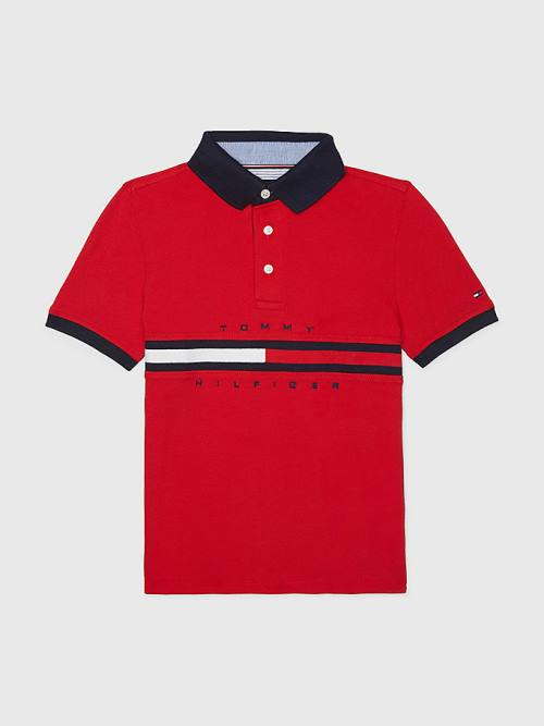 Tommy Hilfiger Adaptive Icons Stripe Polo T-shirts Jongens Rood | TH291TER