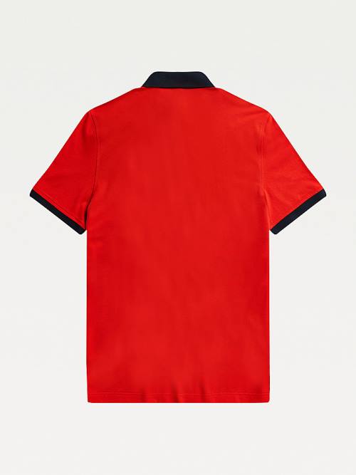 Tommy Hilfiger Adaptive Katoenen Flag Custom Fit Poloshirt Heren Rood | TH693ISZ