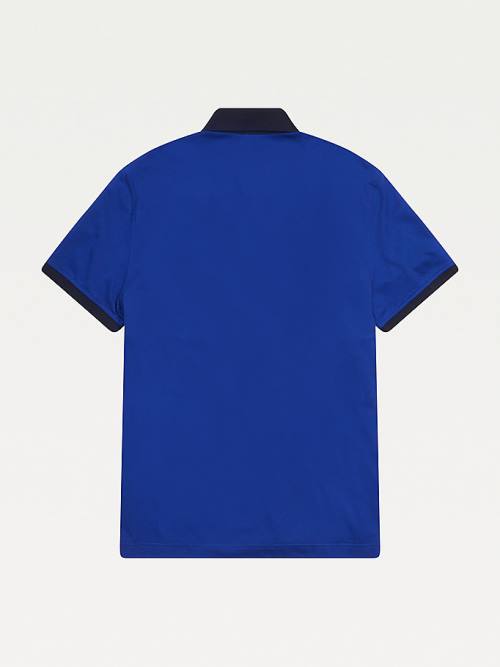 Tommy Hilfiger Adaptive Katoenen Flag Custom Fit Poloshirt Heren Blauw | TH789FIA