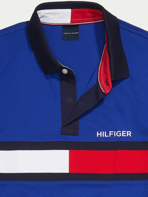 Tommy Hilfiger Adaptive Katoenen Flag Custom Fit Poloshirt Heren Blauw | TH789FIA