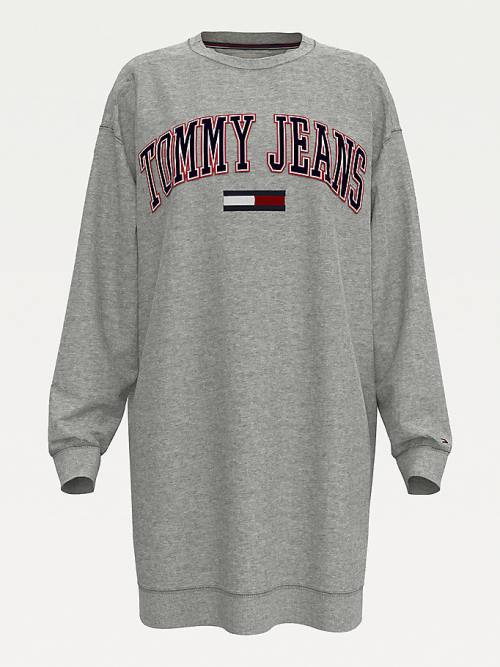 Tommy Hilfiger Adaptive Logo Sweatshirt Jurken Dames Grijs | TH983PNG