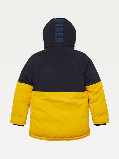 Tommy Hilfiger Adaptive Met Capuchon Colour-Blocked Parka Jassen Jongens Geel | TH518FPZ