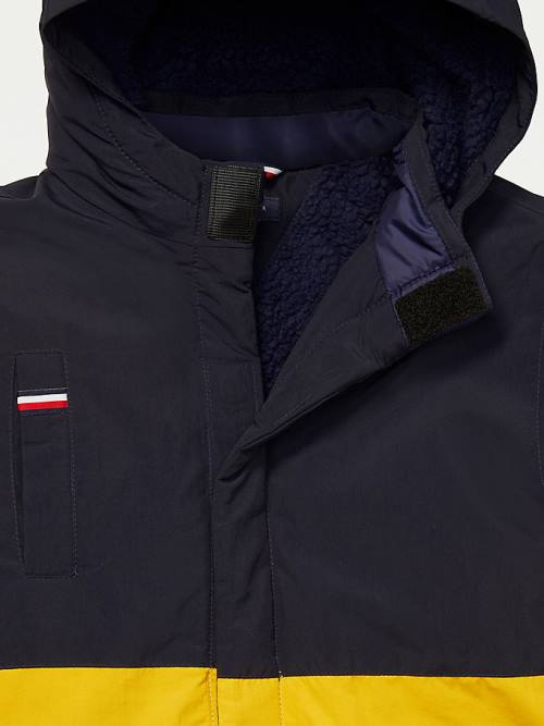 Tommy Hilfiger Adaptive Met Capuchon Colour-Blocked Parka Jassen Jongens Geel | TH518FPZ