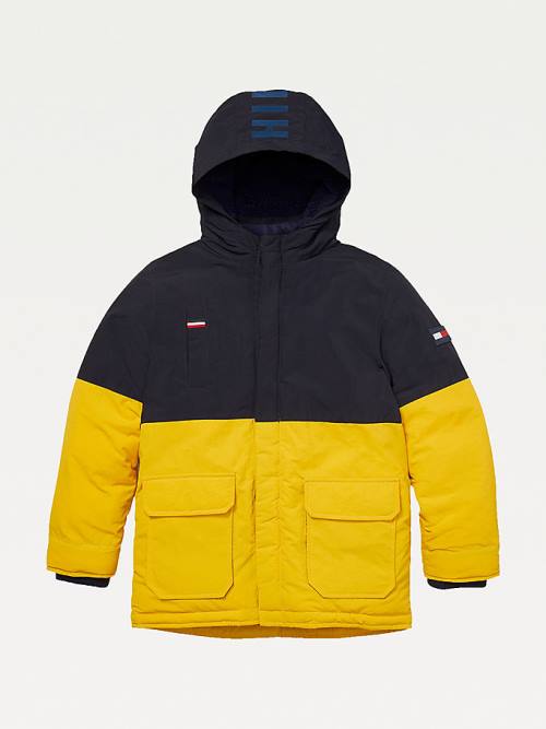 Tommy Hilfiger Adaptive Met Capuchon Colour-Blocked Parka Jassen Jongens Geel | TH518FPZ