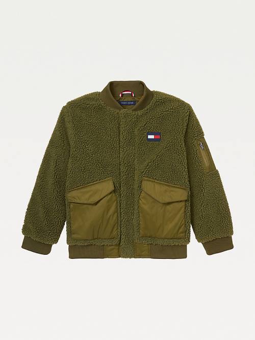 Tommy Hilfiger Adaptive Mixed Teddy Bomber Jassen Jongens Groen | TH249TKC