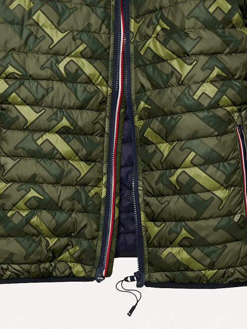 Tommy Hilfiger Adaptive Monogram Puffer Jassen Heren Groen | TH456CJM