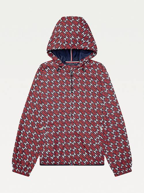 Tommy Hilfiger Adaptive Montrose Monogram Windbreaker Jassen Dames Rood | TH513PSY