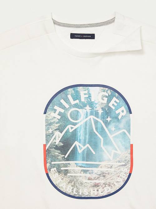 Tommy Hilfiger Adaptive Mountain Logo Graphic T-shirts Heren Wit | TH582JAP