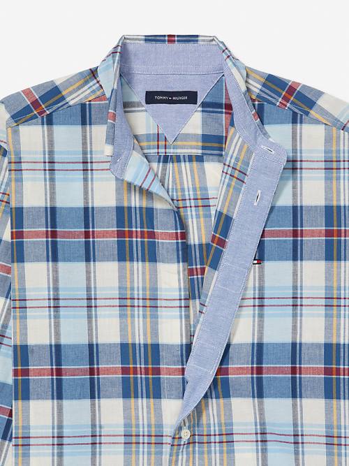 Tommy Hilfiger Adaptive Plaid Check Regular Fit Overhemd Heren Blauw | TH651DAO