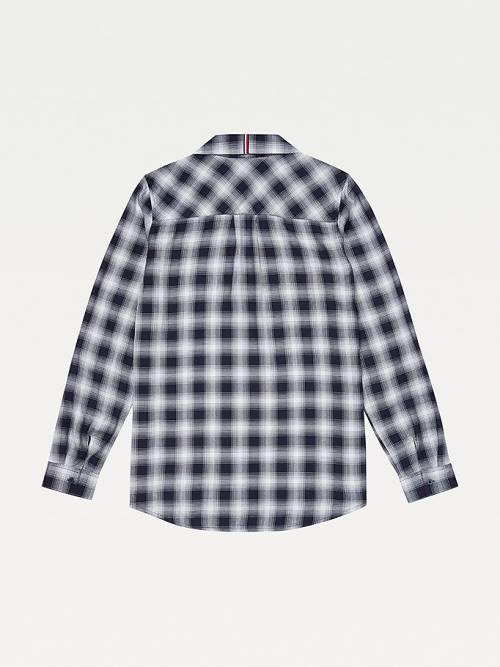 Tommy Hilfiger Adaptive Plaid Popover Overhemd Dames Blauw | TH062DFU