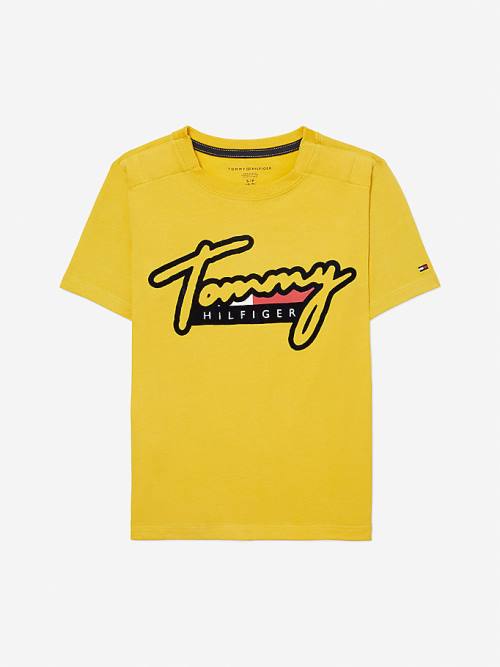 Tommy Hilfiger Adaptive Pure Katoenen Logo T-shirts Jongens Geel | TH546ADI