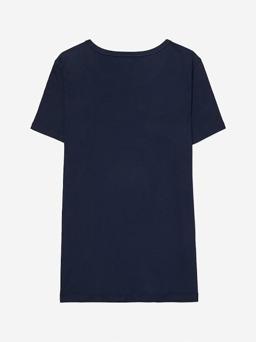 Tommy Hilfiger Adaptive Pure Katoenen Logo T-shirts Dames Blauw | TH931TYV