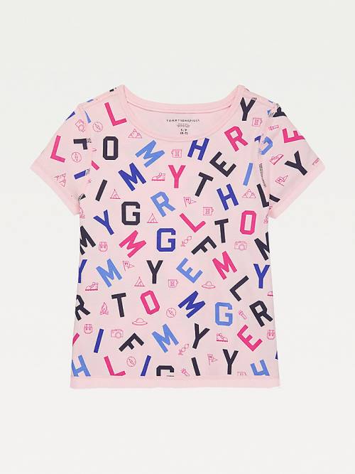 Tommy Hilfiger Adaptive Sensory Alphabet Print T-shirts Meisjes Roze | TH586LBU