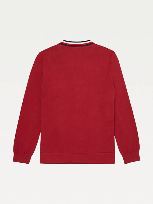 Tommy Hilfiger Adaptive Signature Collar Cardigan Truien Heren Rood | TH347ERA