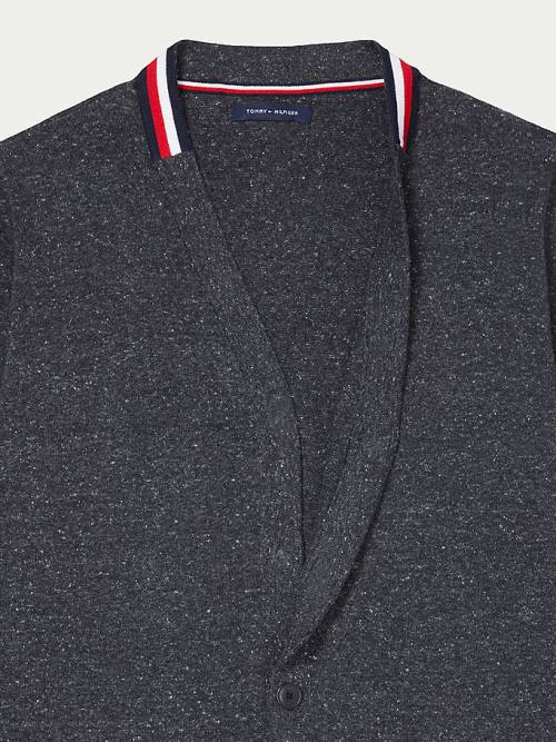 Tommy Hilfiger Adaptive Signature Collar Cardigan Truien Heren Zwart | TH526AKI