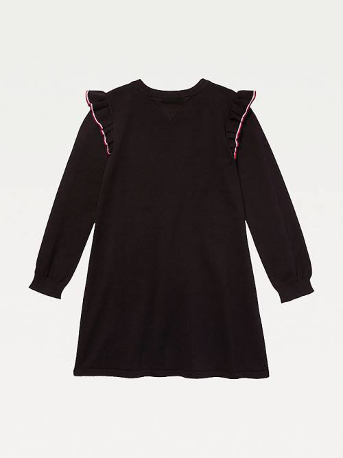 Tommy Hilfiger Adaptive Signature Trim Jumper Jurken Meisjes Zwart | TH439OHP