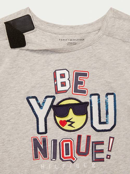 Tommy Hilfiger Adaptive Slogan T-shirts Meisjes Grijs | TH350DIP