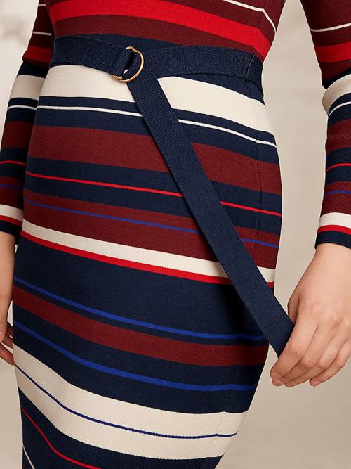 Tommy Hilfiger Adaptive Stripe Henley Jurken Dames Multi | TH928OTG