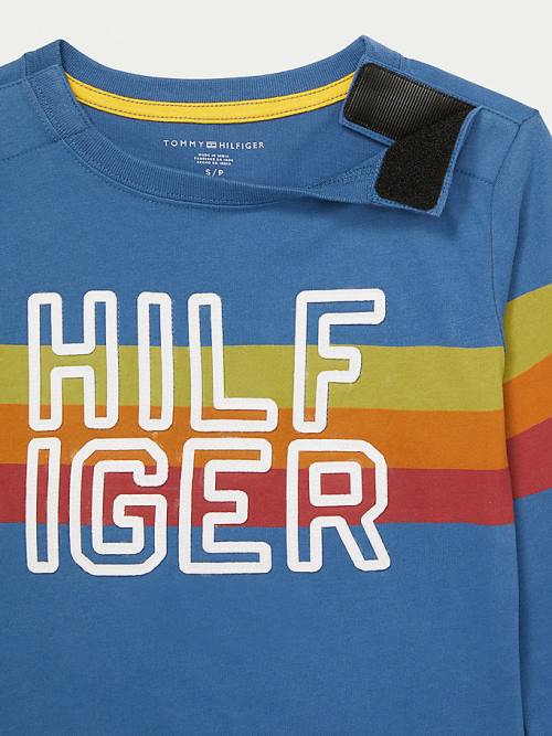 Tommy Hilfiger Adaptive Stripe Logo Long Sleeve T-shirts Jongens Blauw | TH320ACP