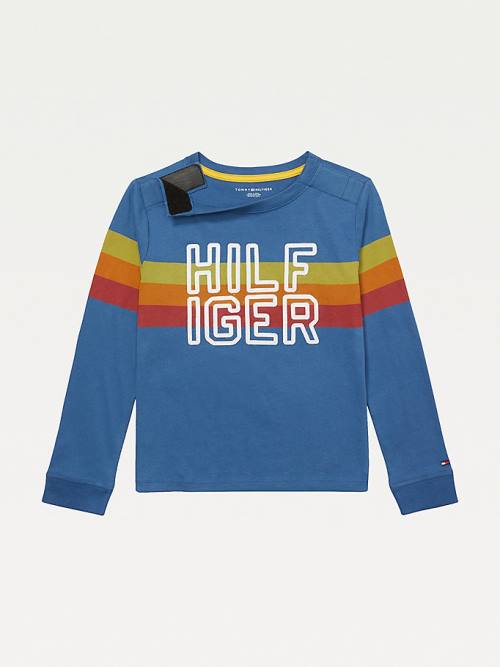 Tommy Hilfiger Adaptive Stripe Logo Long Sleeve T-shirts Jongens Blauw | TH320ACP