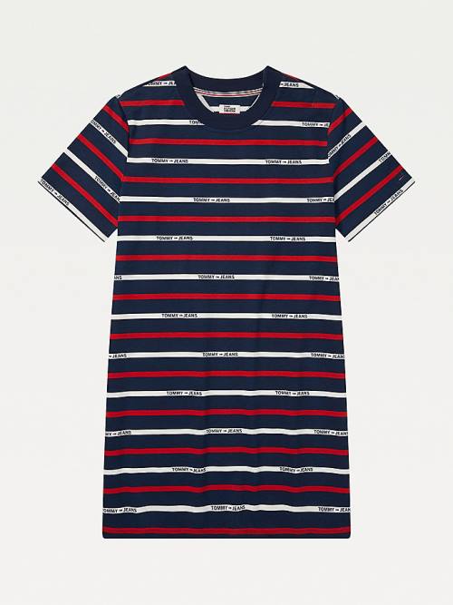 Tommy Hilfiger Adaptive Stripe Print Jurken Dames Blauw | TH412RQY