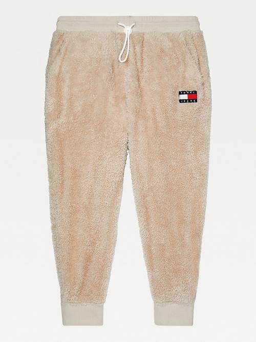 Tommy Hilfiger Adaptive Tommy Badge Fleece Joggers Broek Heren Beige | TH579IGJ