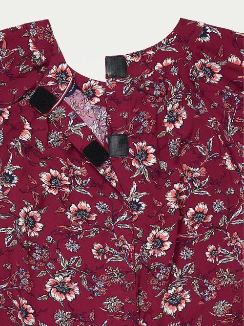 Tommy Hilfiger Adaptive Viscose Floral Print Top T-shirts Dames Rood | TH389CJT