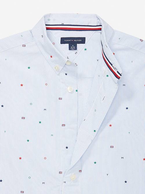 Tommy Hilfiger Adaptive Woven All-Over Flag Overhemd Jongens Blauw | TH436WHG