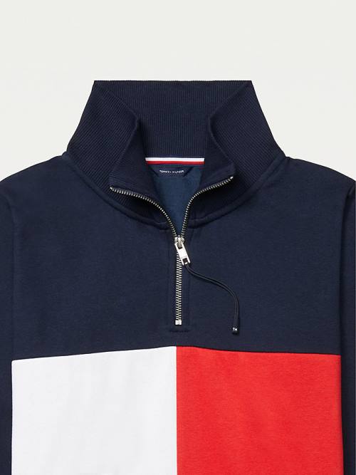 Tommy Hilfiger Adaptive Zipped Neck Flag Sweatshirts Dames Blauw | TH146UND