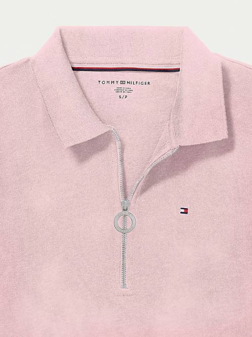 Tommy Hilfiger Adaptive Zipped Slim Fit Poloshirt Dames Roze | TH083TSX