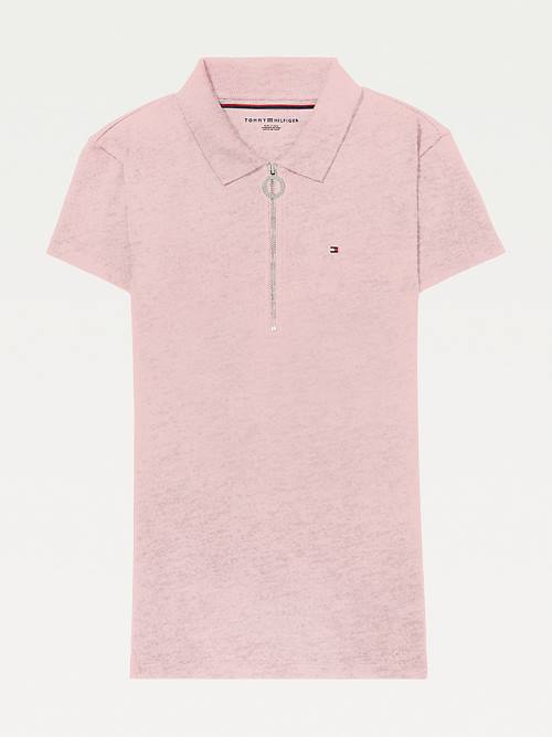 Tommy Hilfiger Adaptive Zipped Slim Fit Poloshirt Dames Roze | TH083TSX