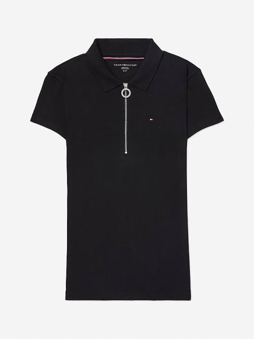 Tommy Hilfiger Adaptive Zipped Slim Fit Poloshirt Dames Zwart | TH925SBQ