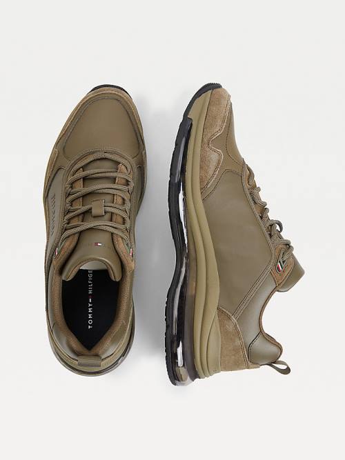 Tommy Hilfiger Air Bubble Premium Leren Sneakers Heren Khaki | TH894MTO