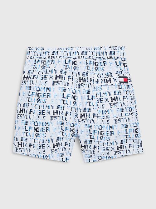 Tommy Hilfiger All-Over Logo Mid Length Shorts Zwemkleding Jongens Wit | TH850PRA