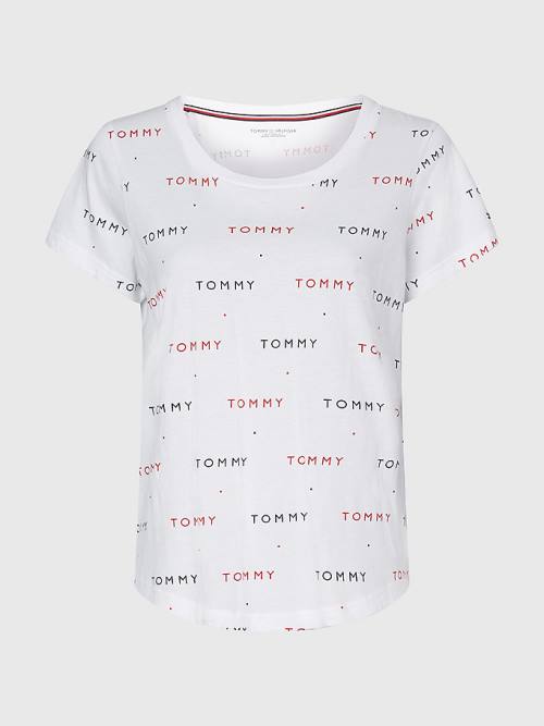 Tommy Hilfiger All-Over Logo T-shirts Dames Wit | TH496UZS