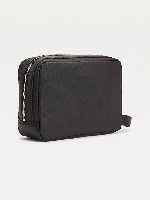 Tommy Hilfiger All-Over Monogram Washbag Tassen Heren Zwart | TH850MFA