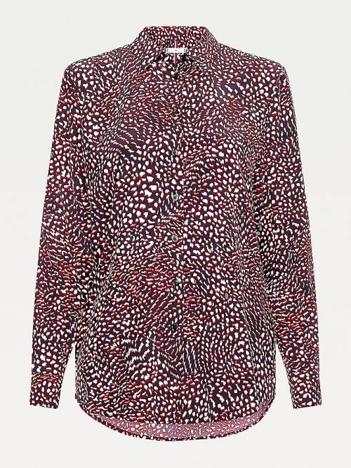 Tommy Hilfiger All-Over Print Regular Fit Viscose Blouse Dames Zwart | TH580ASI