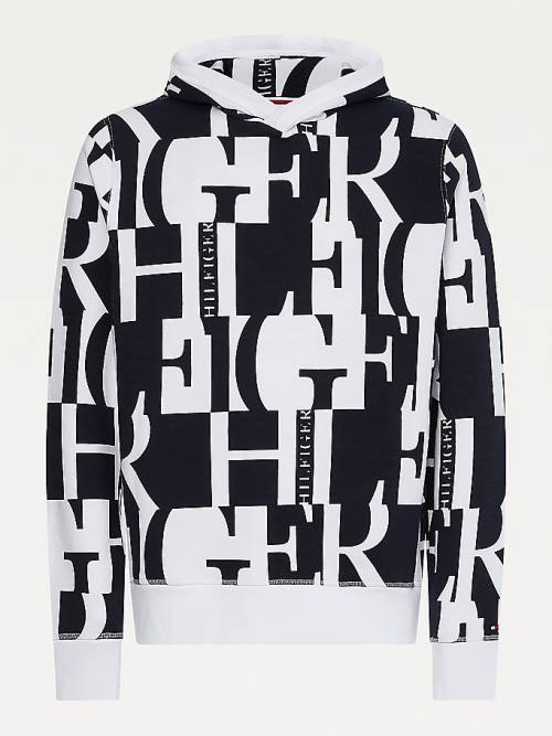 Tommy Hilfiger All-Over Text Print Hoodie Heren Rood | TH078OUZ