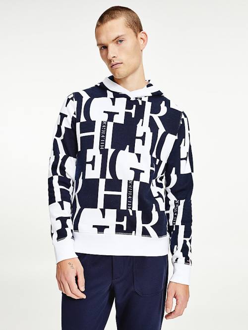 Tommy Hilfiger All-Over Text Print Hoodie Heren Rood | TH078OUZ