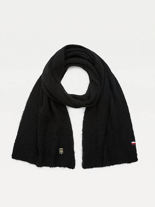 Tommy Hilfiger Alpaca Wool Blend Monogram Sjaals Dames Zwart | TH931EBV